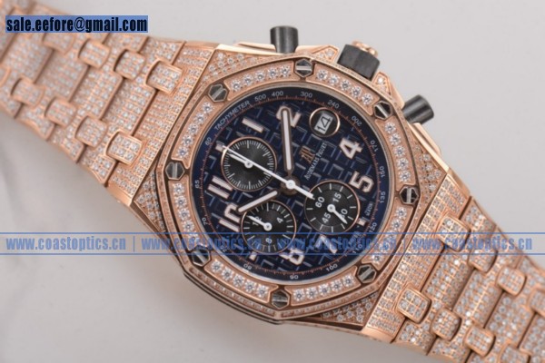 Audemars Piguet Royal Oak Offshore 1:1 Replica Chrono Watch Rose Gold/Diamonds 26170OR.OO.1000OR.01LDL - Click Image to Close